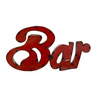 Rustic Metal "Bar" Sign Originally Purchased at Brimfield Market 21.5"L x 12"H